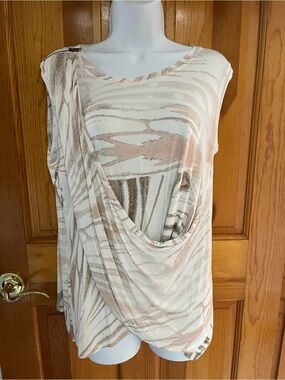 Rose & Olive Sleeveless Top in Cream, Tan & Soft Brown